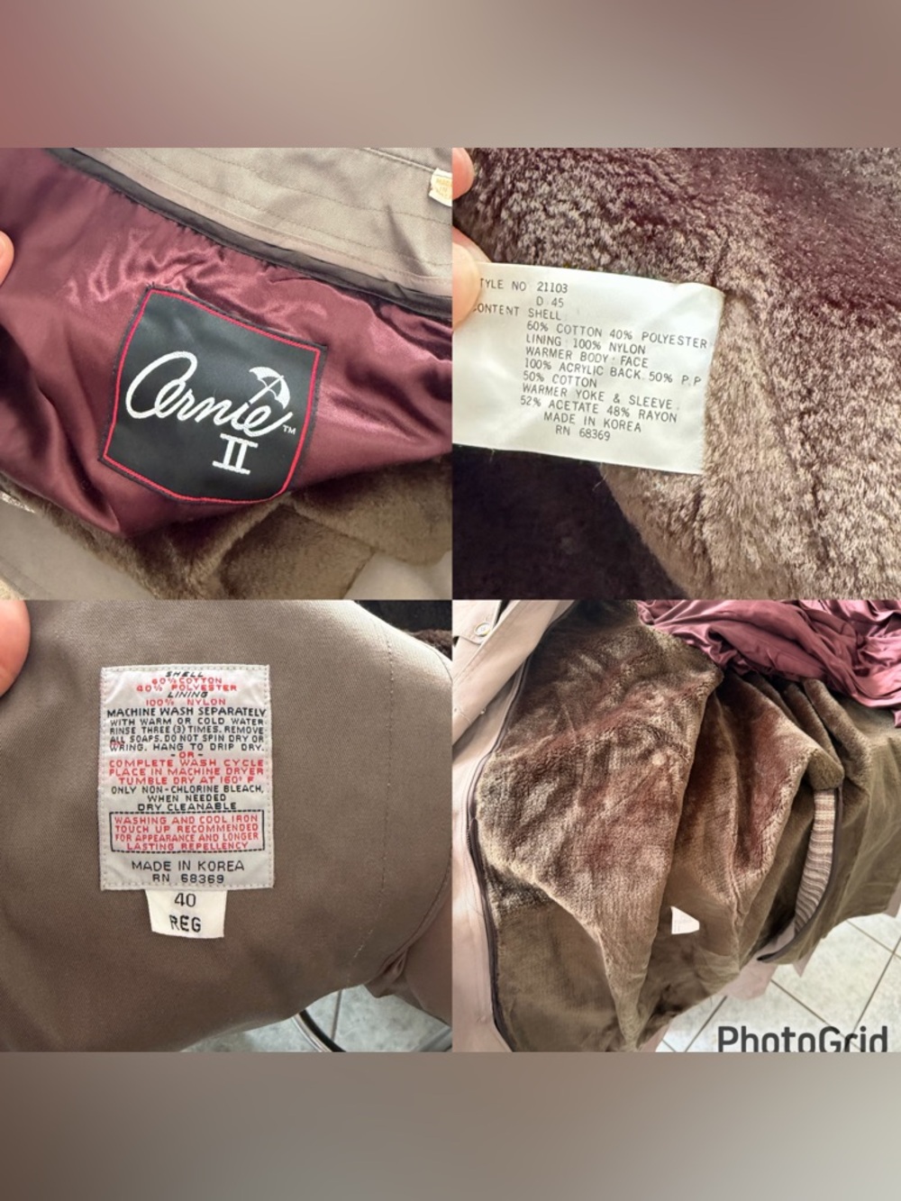 Vintage 80s Arnie II Trench Coat Men’s 40 Reg Taupe. - Picture 15 of 15